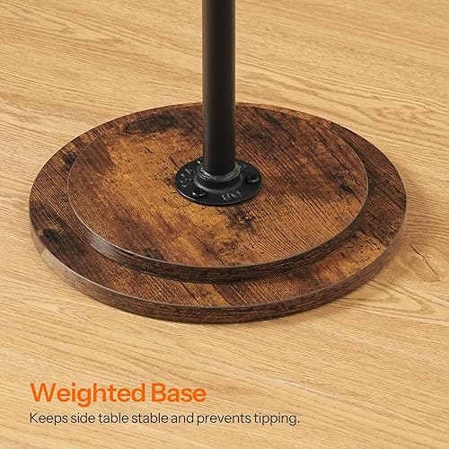 Miniatura 7 de HOOBRO Juego de 2 mesas auxiliares anidables, pequeñas mesas de centro redondas con pedestal de madera, mesas auxiliares circulares modernas para