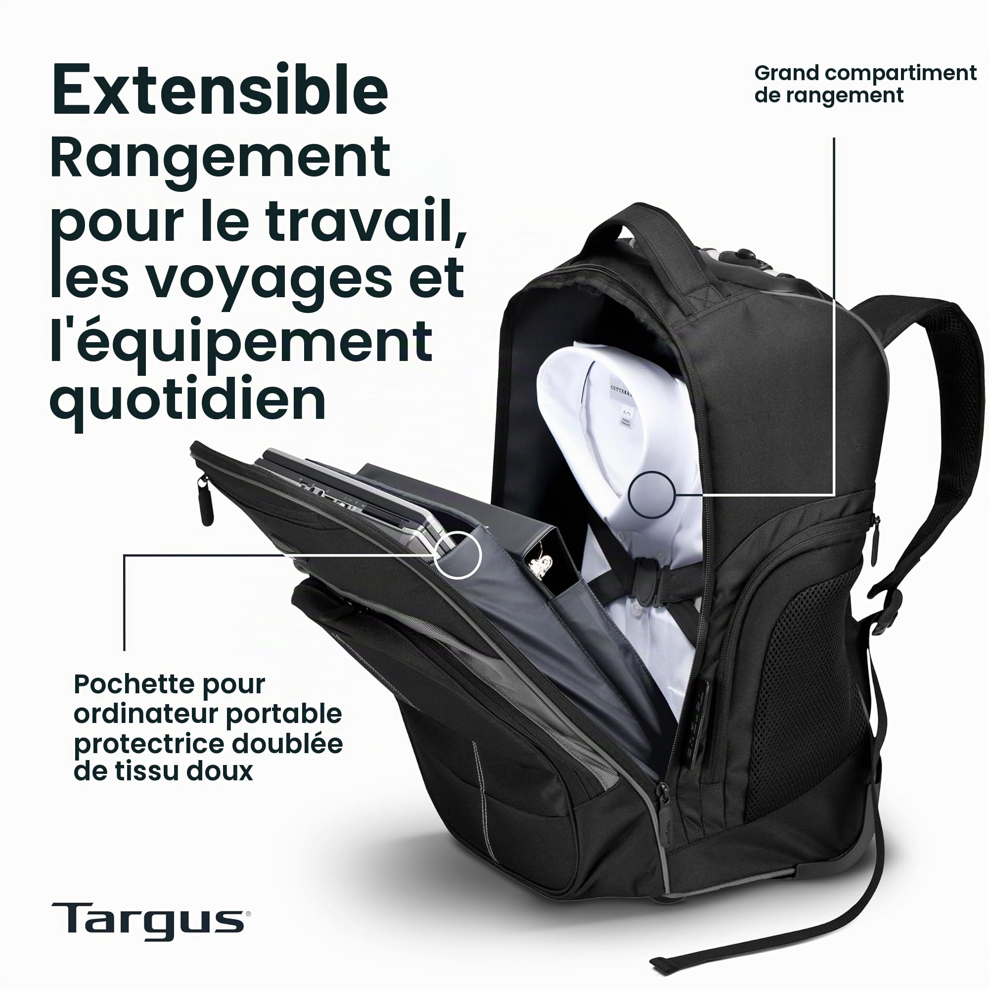 Targus Rolling Backpack Travel Commuter Laptop Designed Black