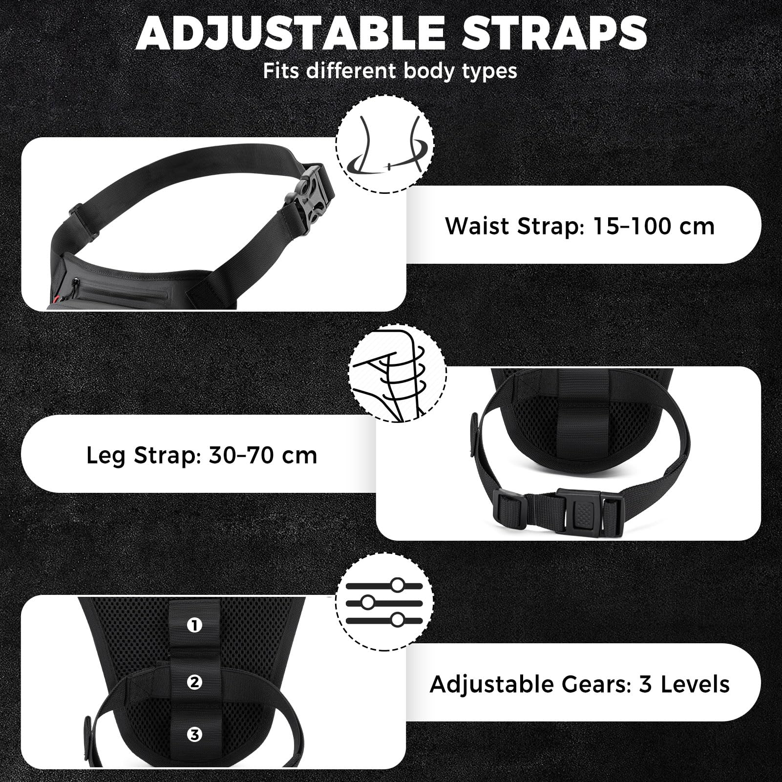 ROCKBROS Bolsa Pierna de Moto, Riñonera Motocicleta con Correa Extensible y Bandas Reflectantes para Ciclismo Senderismo Viajes Actividades al Aire Libre