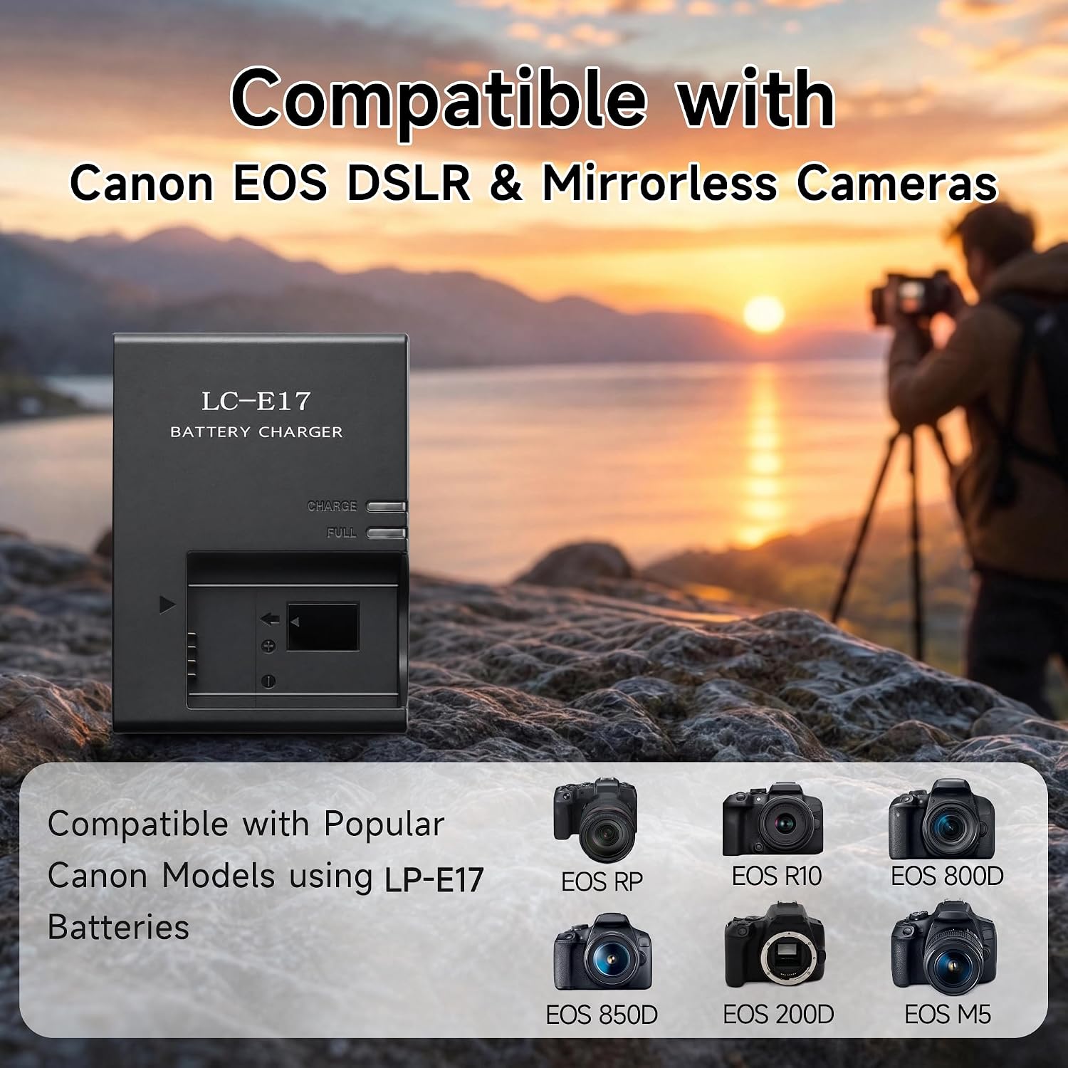 LC-E17 LC-E17E Battery Charger Compatible with Canon EOS RP R10 Rebel T7i