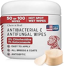 Dog Paw Wipes Antibacterial 50 Count - Antifungal Wipes for Dogs with 2% Chlorhexidine and 1% Ketoconazole - Good for All Breeds - Made in The USA