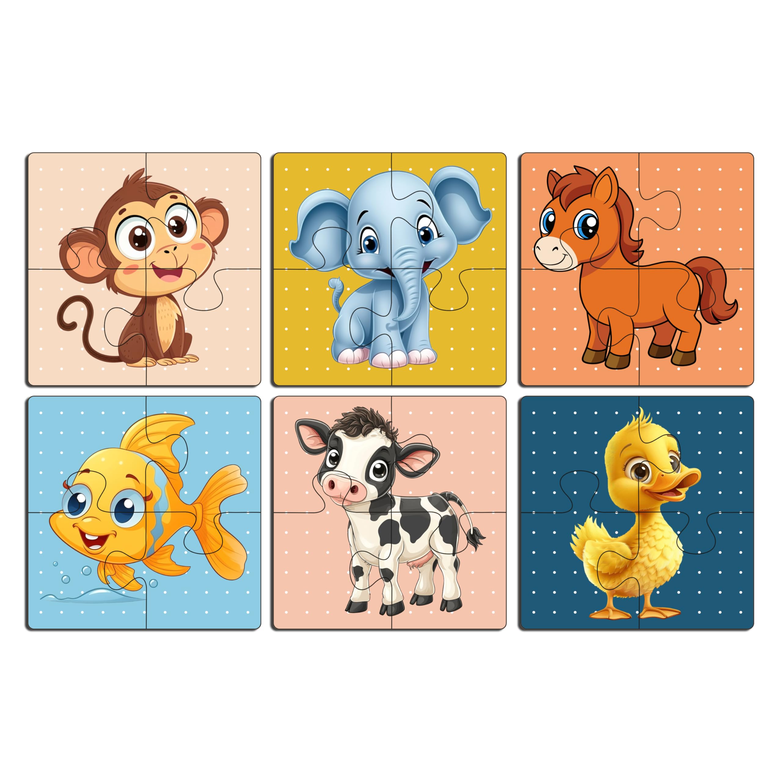 Wooden Jigsaw Puzzle Set of 6 for Kids | Pack of 6 Puzzles with 4 Pieces Each | Learning Toy for 2 3 4 5 Year Old Boys & Girls | Animal & Jungle Theme-image-22