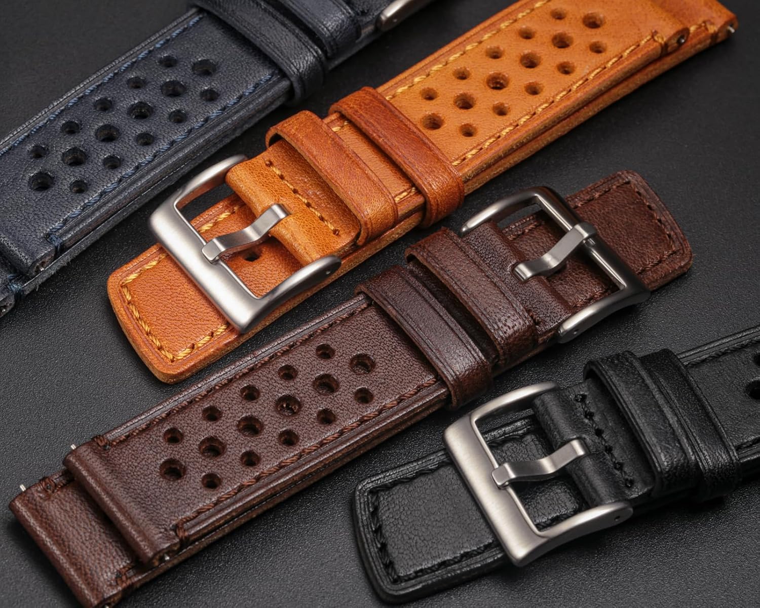 Quick Release Watch Band, Genuine Perforated Leather Watch Strap - Replacement 18 20 22 24mm Watch Bands for Women & Men - Stainless Steel Buckles - Compatible with Regular & Smart Watch Bands - Image 9