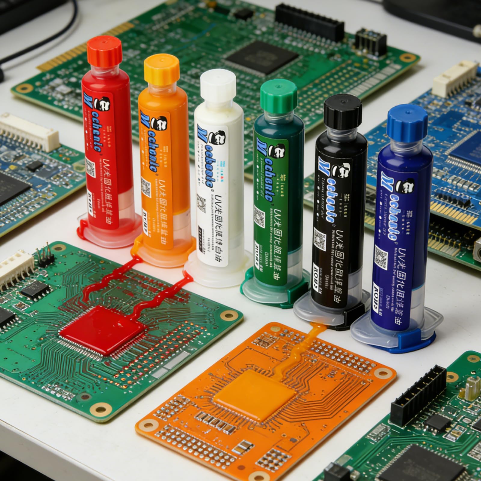 Inchiostro per Saldatura, 6PCS Inchiostro per Maschera per Saldatura a Polimerizzazione Luce UV, Pasta Saldante Bga Pcb Solder Resist Ink per Saldatura Elettrica Riparazione