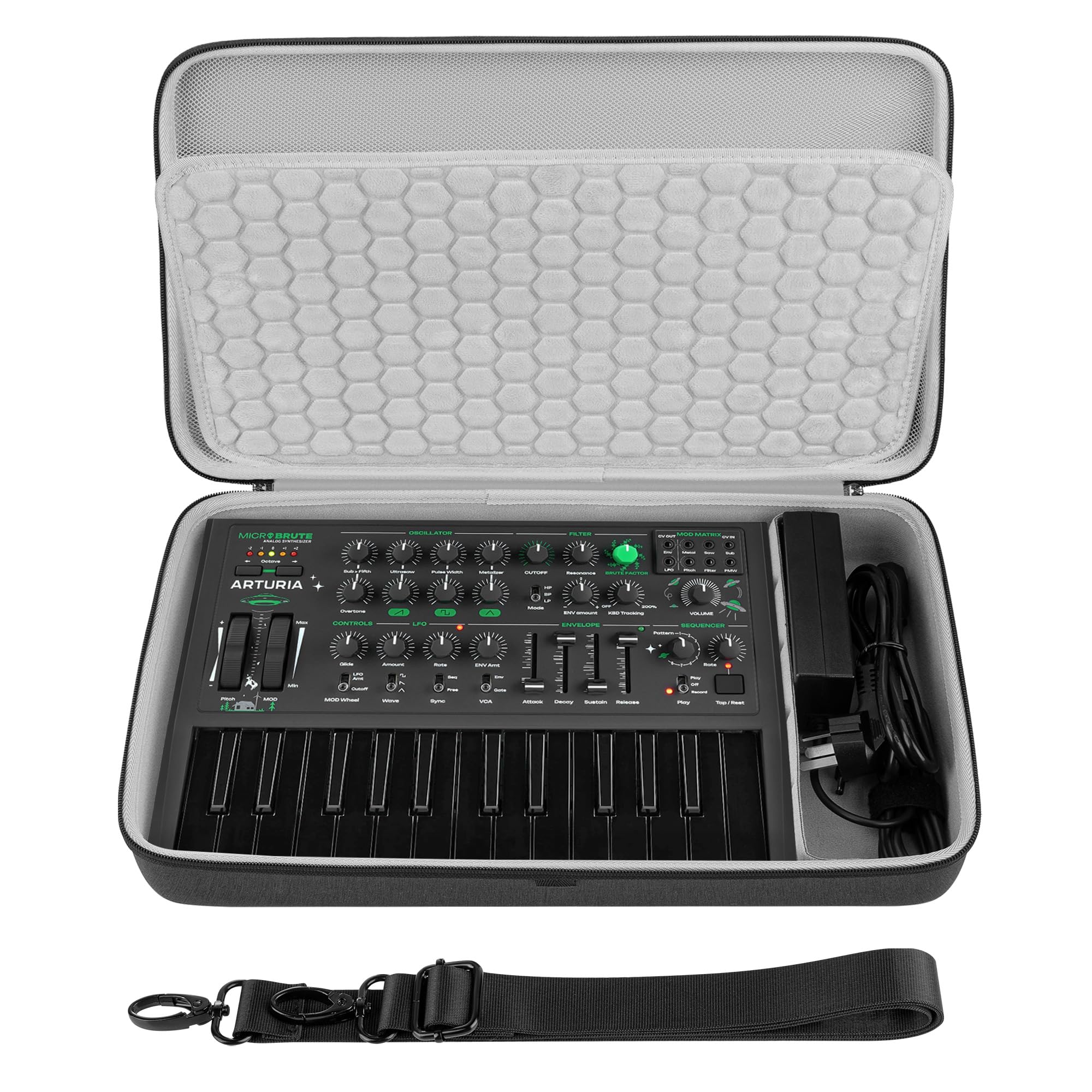 GEEKRIA Custodia da trasporto per interfaccia audio, compatibile Arturia - MicroFreak/MicroBrute UFO/DrumBrute Impact, EVA Hard Shell Portable Travel Bag (Grigio scuro)