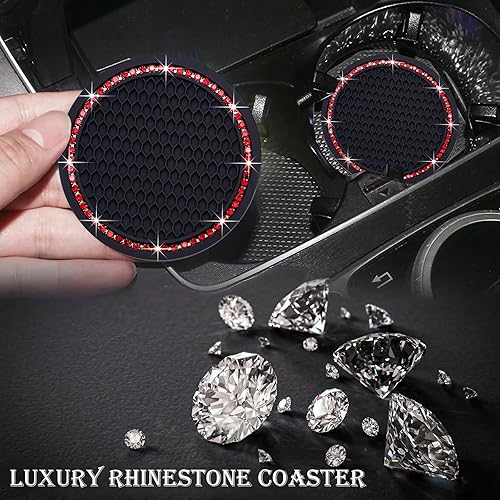 Miniatura 6 de 2 posavasos brillantes para automóvil, 2.75 pulgadas, silicona suave, antideslizante, a prueba de golpes, accesorios universales para el interior