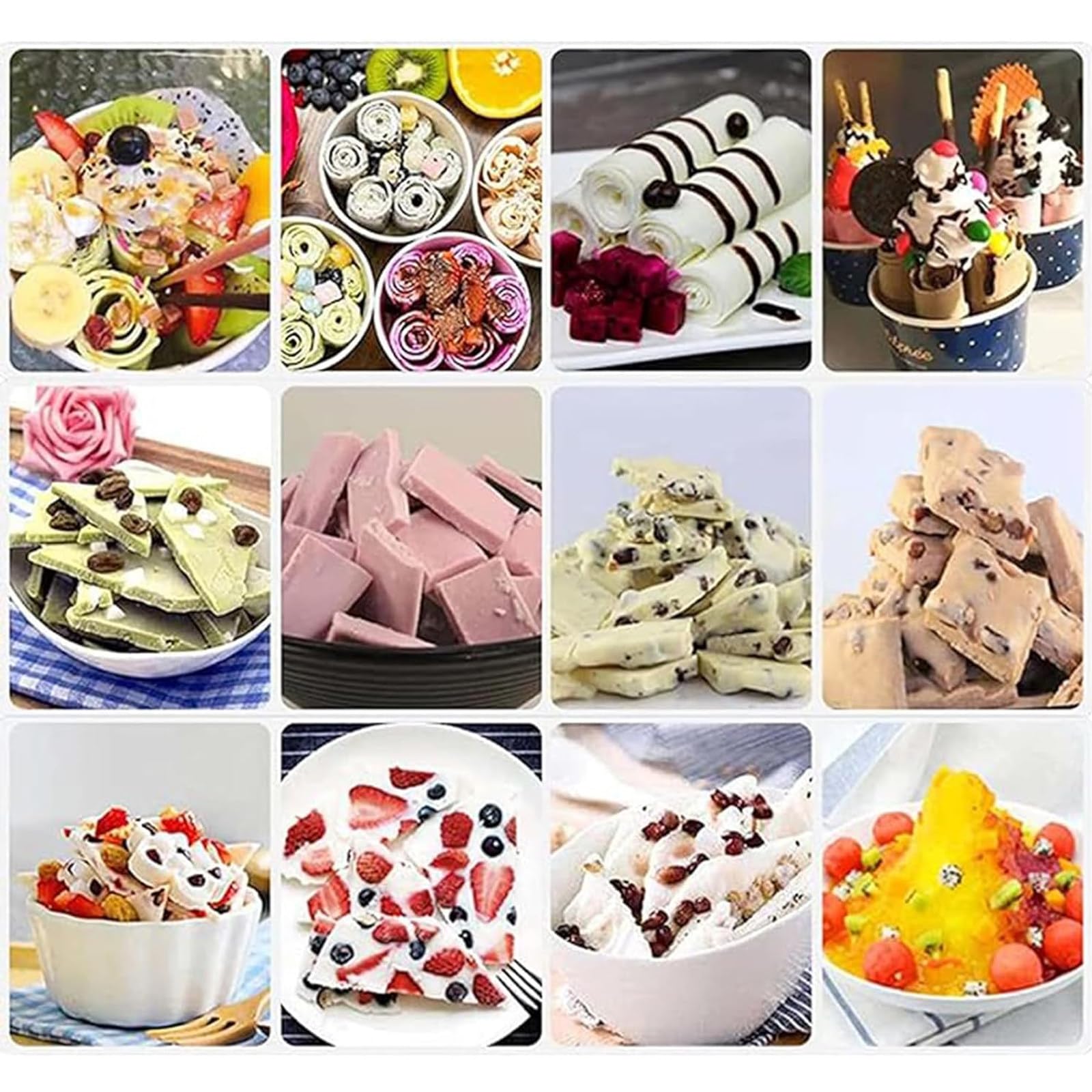 Máquina Comercial para Hacer Helados enrollados, Máquina para freír en sartén de un Solo Cuadrado, Máquina para Hacer Rollos de Helado salteados de Acero Inoxidable