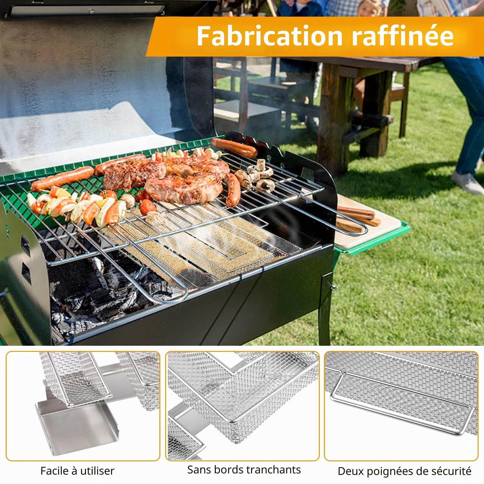 mizikuu Générateur de fumée froide avec poignée en acier inoxydable avec 6 crochets à viande + 2 brosses de nettoyage pour barbecue, fumoir à fumer et bien plus encore (22,5 x 21 x 4 cm)