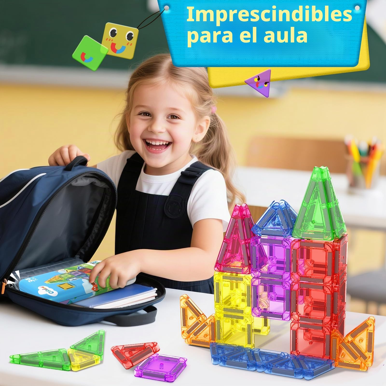 Bloques Magnéticos Construcción Niños, Mini Magnetic Blocks, Piezas Magnéticas Stem, Magnetic Tiles Juguete Sensorial Educativo para Niños y Niñas de 3 Años en Adelante Regalo Ideal