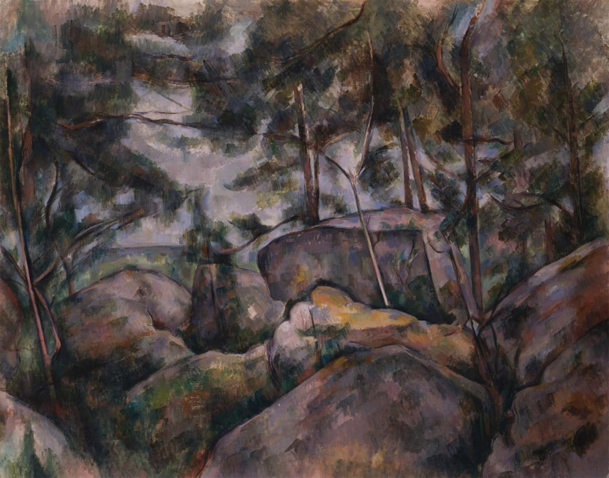 SERENDIPITP Aesthetic Poster Photo Wall Print Retro Picture Rocks in the Forest by Paul Cézanne Modern Wall Artwork for Home Decor 60x90cm