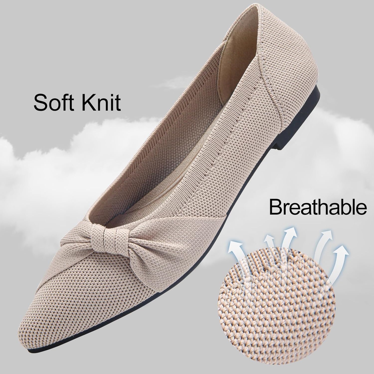 Pointed Toe Flats for Women Ballet Flats Comfortable Dressy Knit Lightweight Casual for Work Office Womens Flats - Image 5