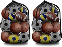 BROTOU Extra Large 40x30 Mesh Sports Ball Bag - Holds 12 Soccer Balls, Durable for Soccer, Basketball, Football, Volleyball & Team Gear
