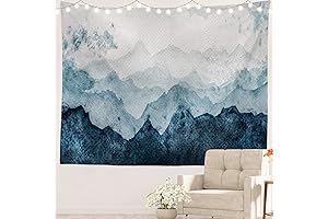 Batmerry Navy Blue Watercolor Mountains Tapestry