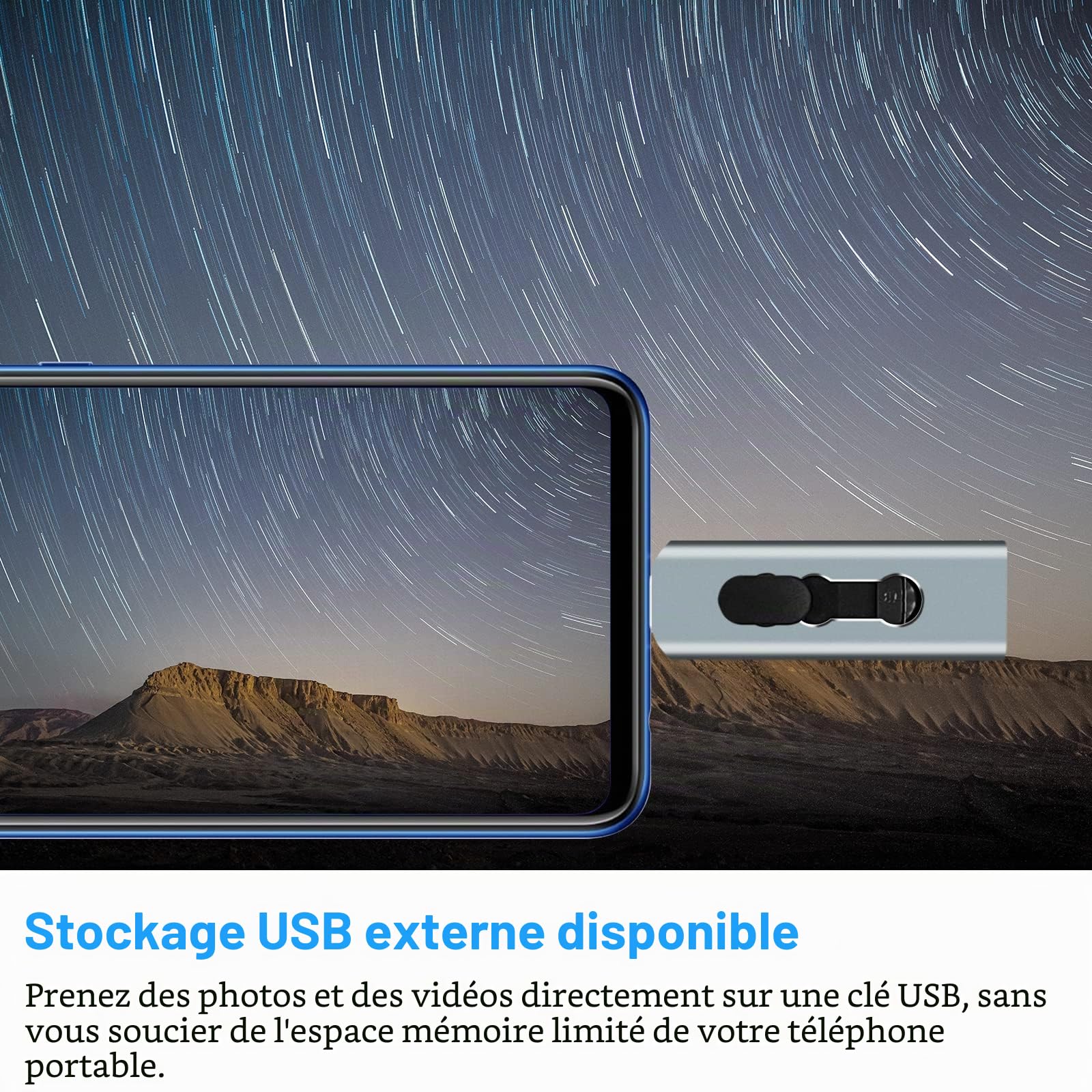Clé USB 3.0 256Go 3-en-1 Mémoire Stick pour Téléphones Android, BorlterClamp OTG USB 3.0 Flash Drive avec 3 Ports (USB C/microUSB/USB-A) pour PC, Téléphones comme Samsung Galaxy et Plus (Gris)
