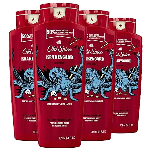 Old Spice Jabón corporal para hombre, Krakengard, espuma de larga duración, 24 onzas líquidas (paquete de 4)