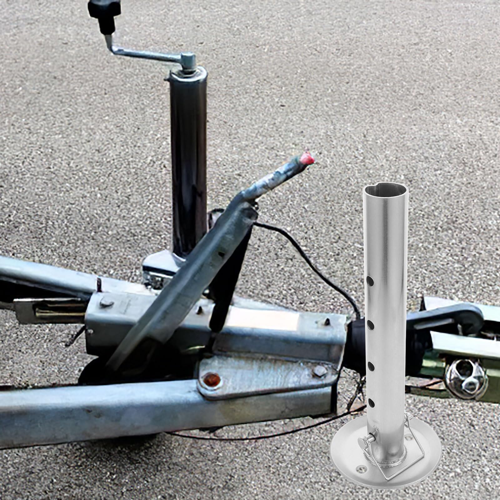 Levemolo Verstellbarer Stützfuß mit Abnehmbarem Fußpolster aus Kohlenstoffstahl für Anhänger und Ergonomischem Design für Wohnmobile und Wohnwagen Zubehör