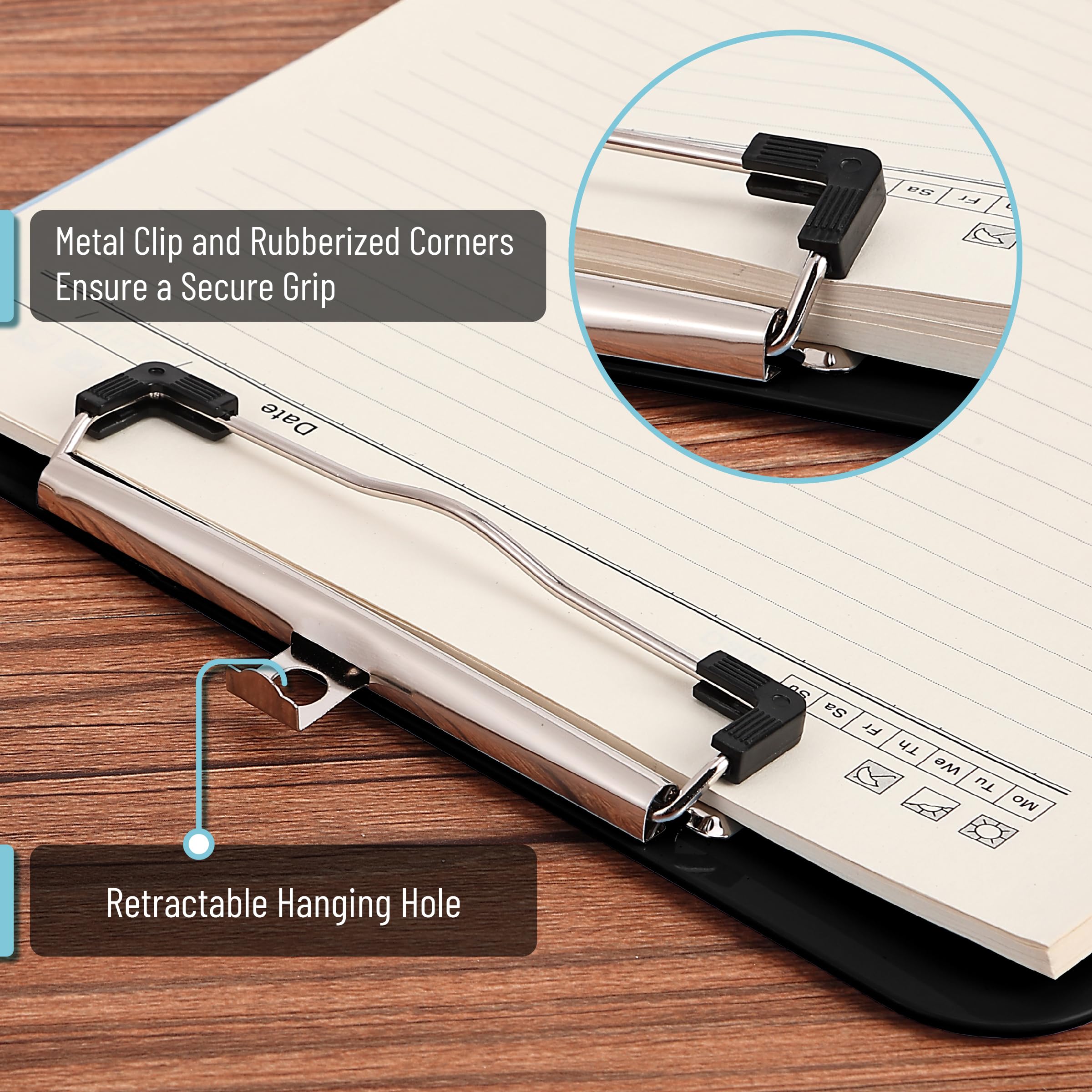 Mr. Pen- Plastic Clipboard, 12.5” x 9”, 2 Pack, Black, Teacher Clipboard - Image 3