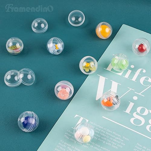 Miniatura 4 de Framendino, Paquete de 100 cápsulas redondas vacías transparentes de la máquina expendedora 1.1" envases de plástico para el premio del favor del
