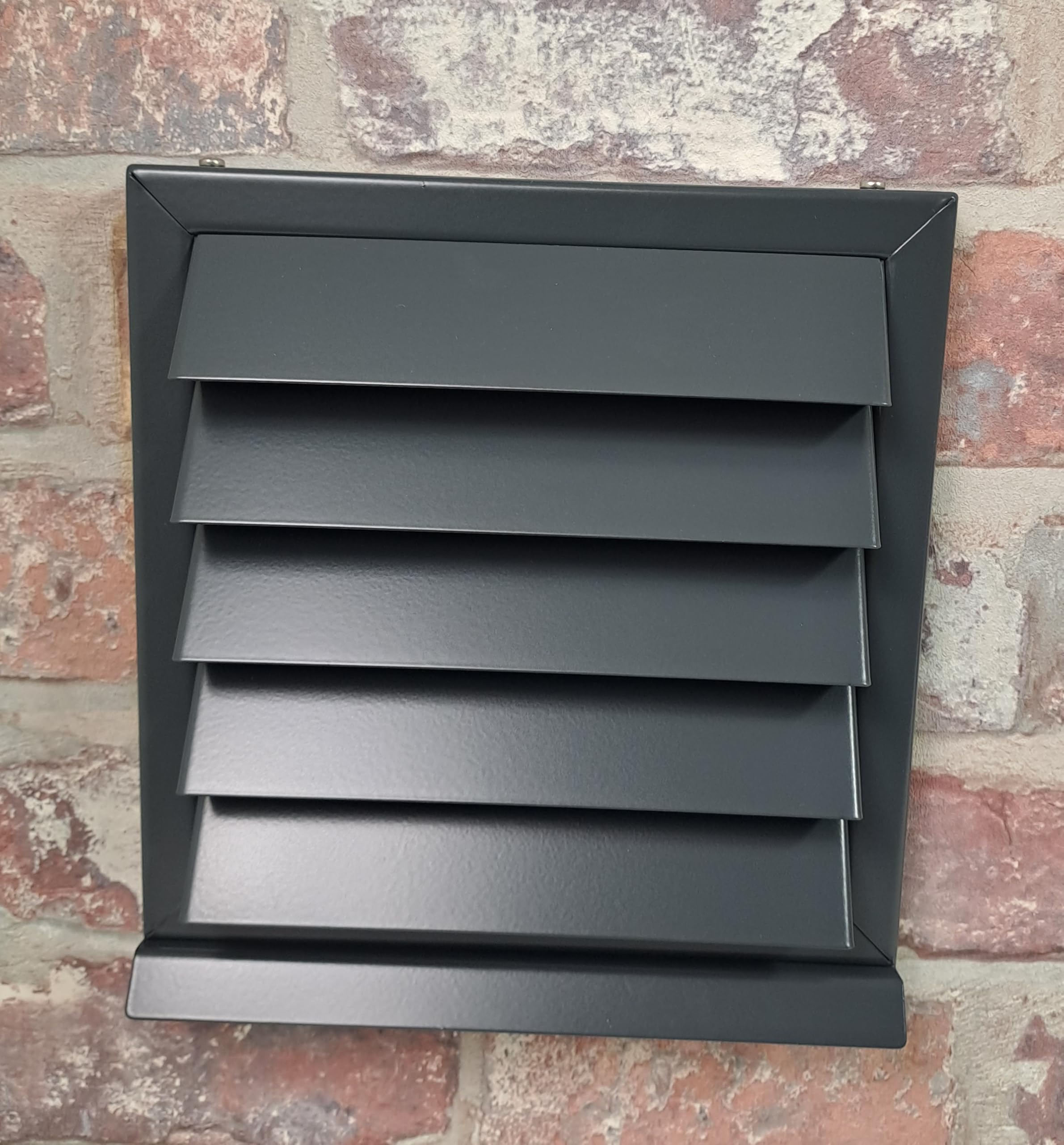 Ventilation-Nord Energiespar Edelstahl Mauerkasten Ø150 mit zwei Rückstauklappen | Wetterschutz, Tropfkante & Einfache Montage - Pulverbeschichtet anthrazit (mit Edelstahl Insektenschutzgitter)