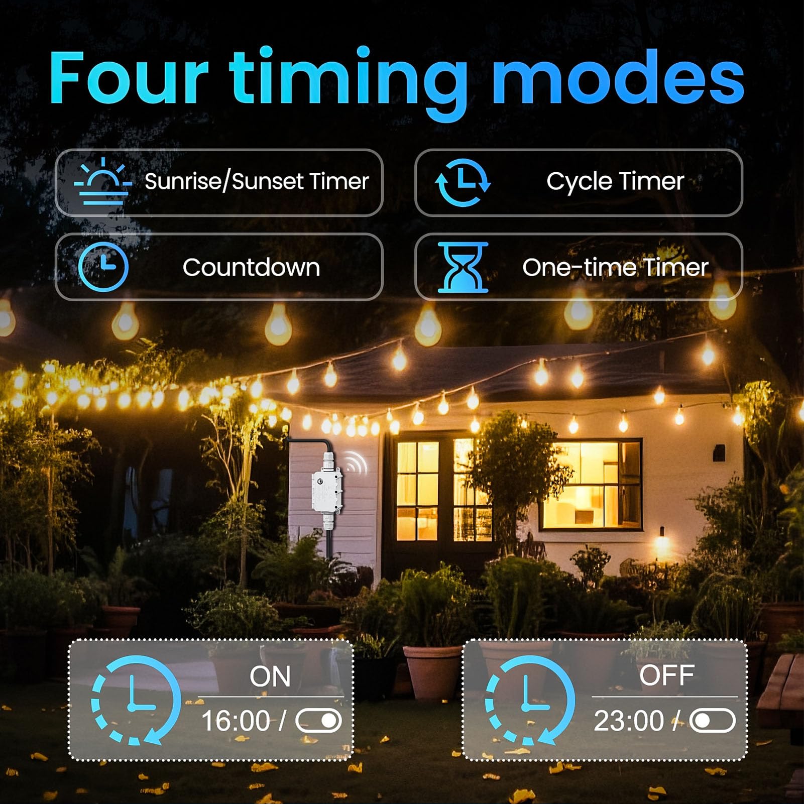 Minuterie WiFi Extérieure, Boîtier étanche IP67, Calendrier de Télécommande pour la Décoration de L'allée Lumineuse du Jardin, Compatible avec L'application Smart Life