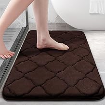 Homaxy Tapis de Bain Antiderapant,Tapis Salle de Bain en Mousse à Mémoire Douce, Absorbant,Lavable en Machine - 40 x 60 cm, Marron