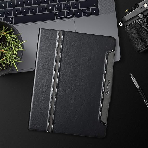 Antbox Case for iPad Air 11-inch M4/M3/M2 (2026/2025/2024), iPad Air 5th/4th Generation 10.9'' Vegan Leather with Pencil Holder Typing Angle Auto Sleep/Wake Muti-Stand (Black)