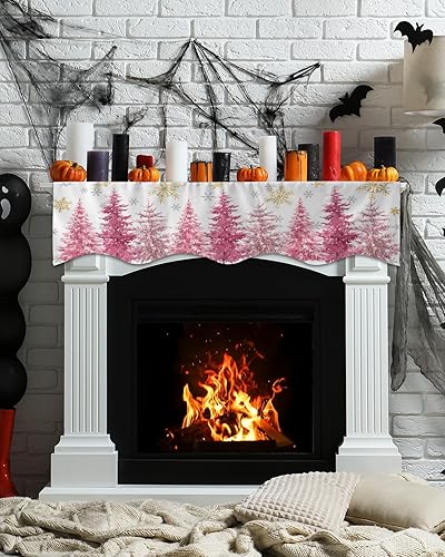 Miniatura 3 de Snowflake Tree Fireplace Mantel Scarf Table Runner,Winter Garland Mantel Top Tablerunners Dresser Scarves Cover Decorations for Windows Party Living