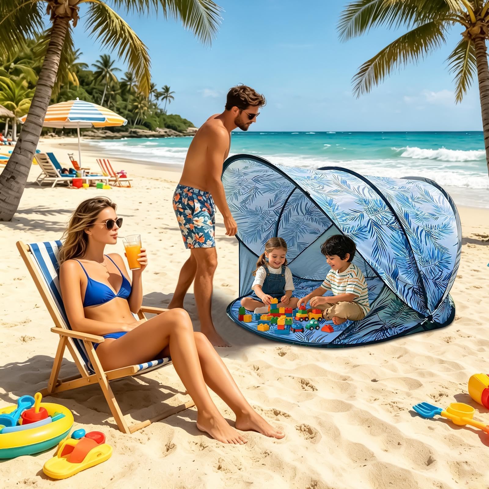 Tenda da campeggio, 130 x 130 x 100 cm, installazione istantanea, riparo estivo dal sole, per 2-3 persone, avventura, giardino, prato, parco, cortile, escursionismo, pesca