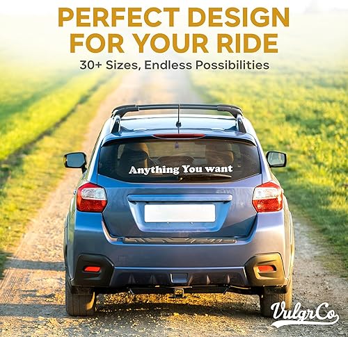 Miniatura 5 de VulgrCo Cartel de vinilo personalizado para parabrisas de automóvil, diseño de tu propio texto, tamaño y color. Adhesivo personalizado para