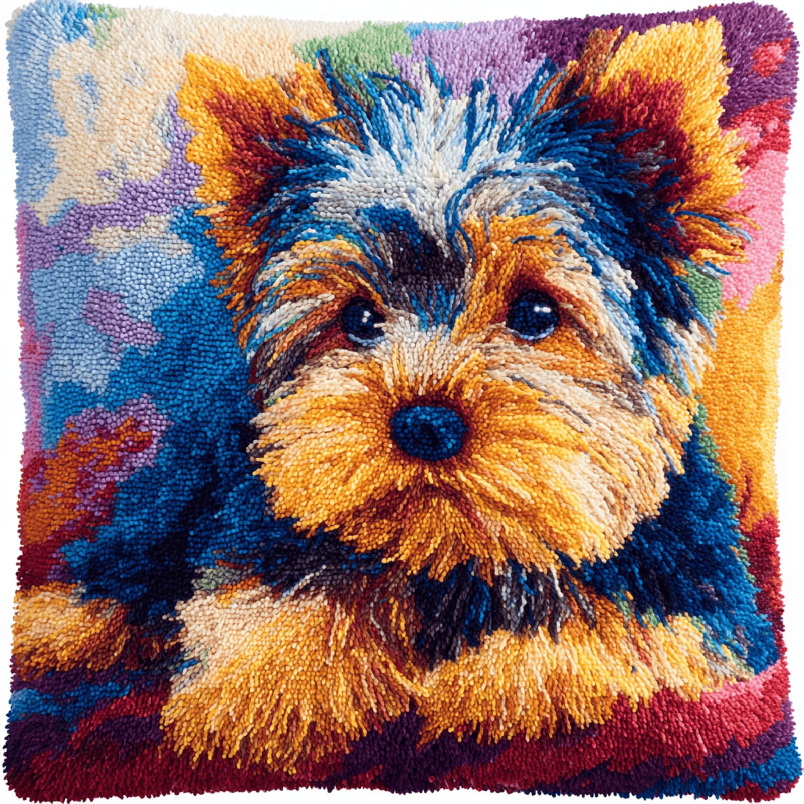 kitphoenix DIY Latch Hook Cushion Kit 43x43 cm Yorkshire Terrier