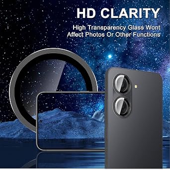 Lens Protector Compatible with Xiaomi Redmi A7, Aluminum Alloy Lens Cover, HD Tempered Glass Camera Protective Film, Anti Scratch-Black