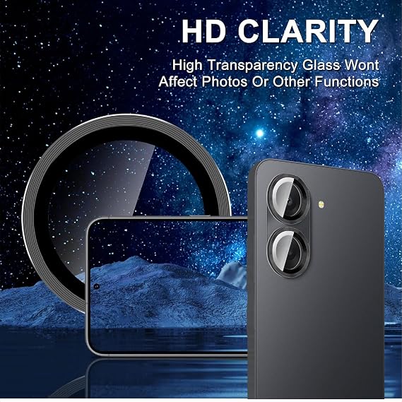 Lens Protector Compatible with Xiaomi Redmi A7, Aluminum Alloy Lens Cover, HD Tempered Glass Camera Protective Film, Anti Scratch-Black