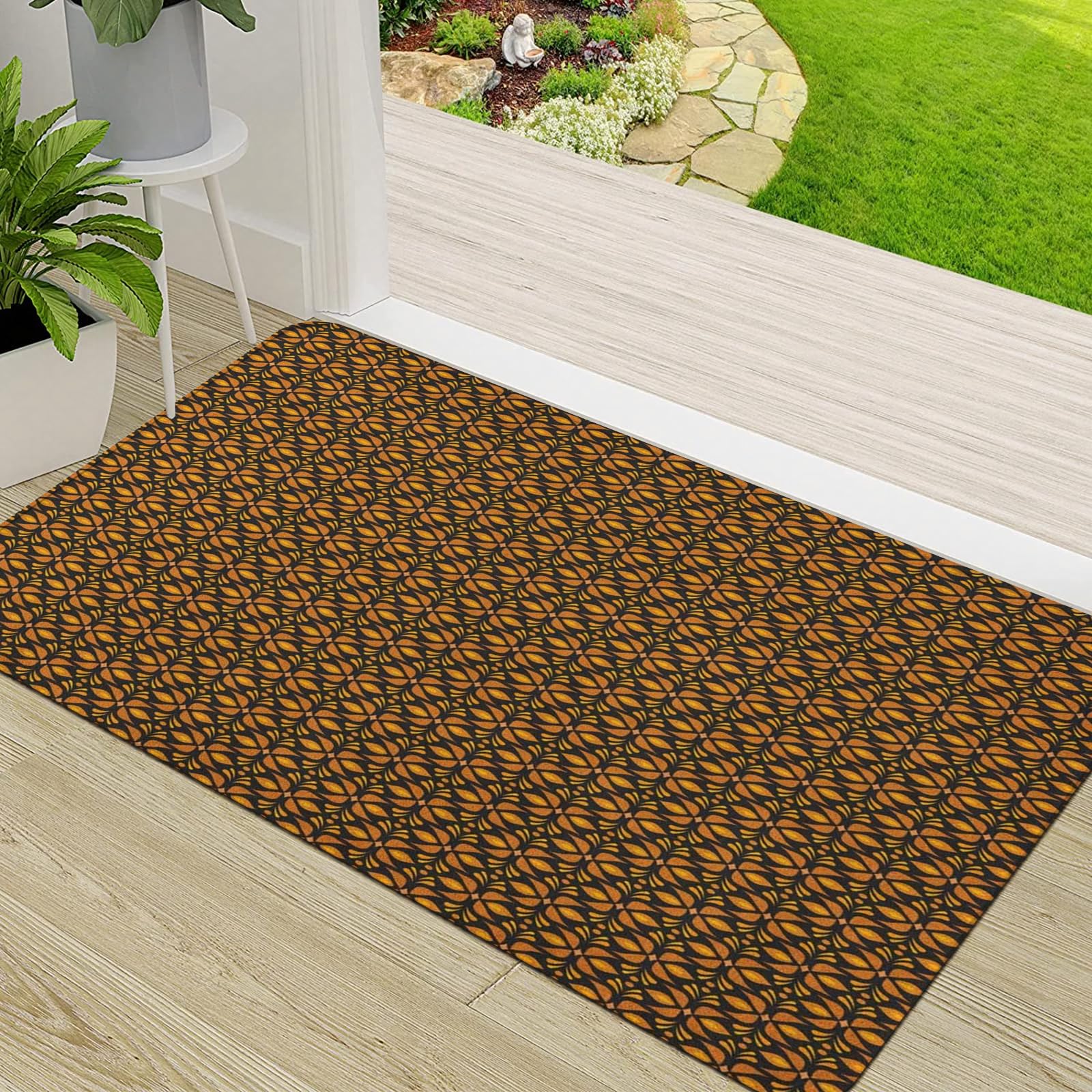 Zerbino Design Teschio E Fiori Rosa E Nero - Antiscivolo E Assorbente - Memory Foam 40x60 Cm Per Ingresso, Cucina, Bagno - 2
