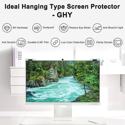 Miniatura 6 de GHY Protector de pantalla anti luz azul de 23, 23.6, 23.8, 24 pulgadas, monitor de 24 pulgadas y pantalla de privacidad de computadora de 24