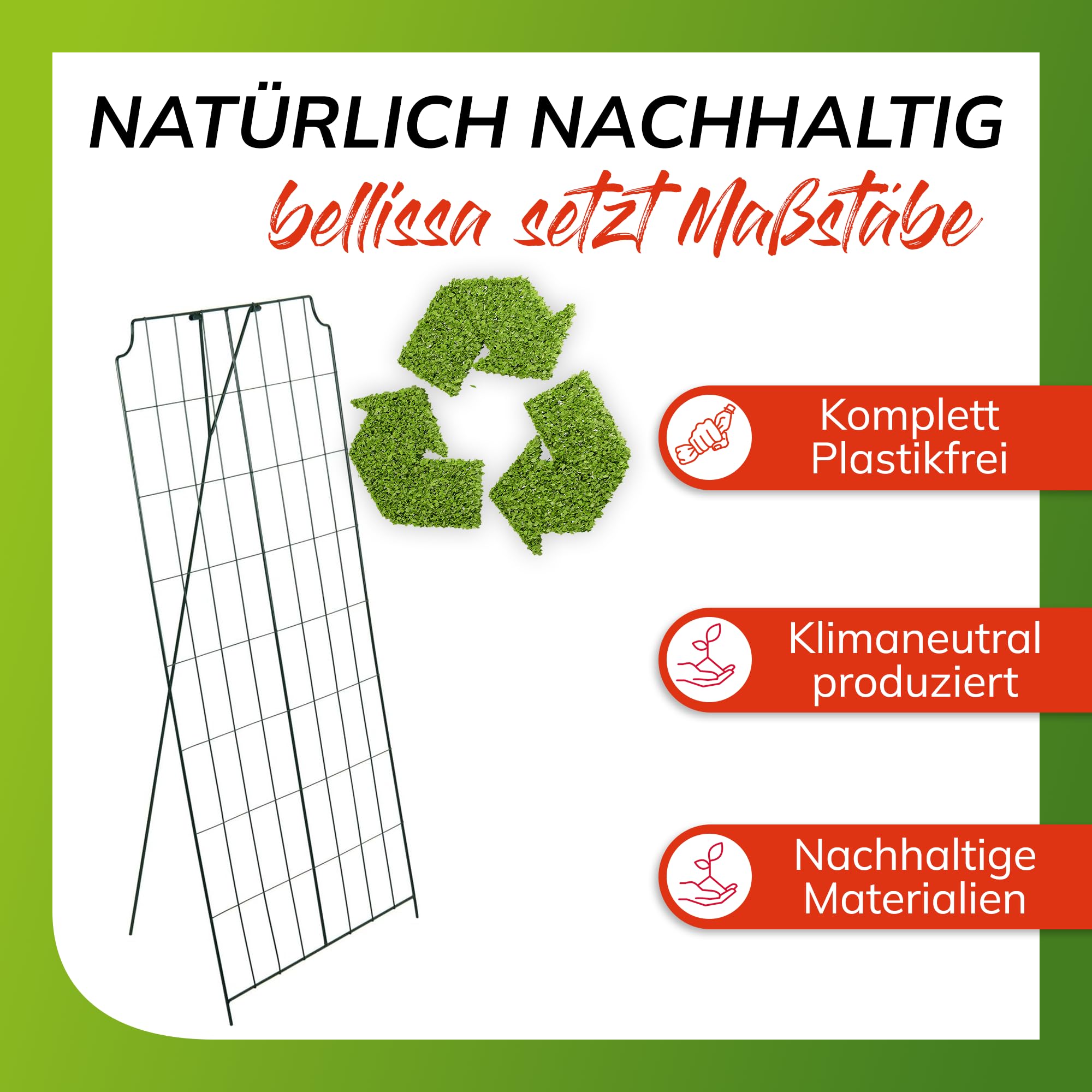 bellissa 1 Stück - Gurken-Gitter und Rankhilfe für Gurkenpflanzen und Gemüse – Rank- für Topfpflanzen grün 121x77 cm
