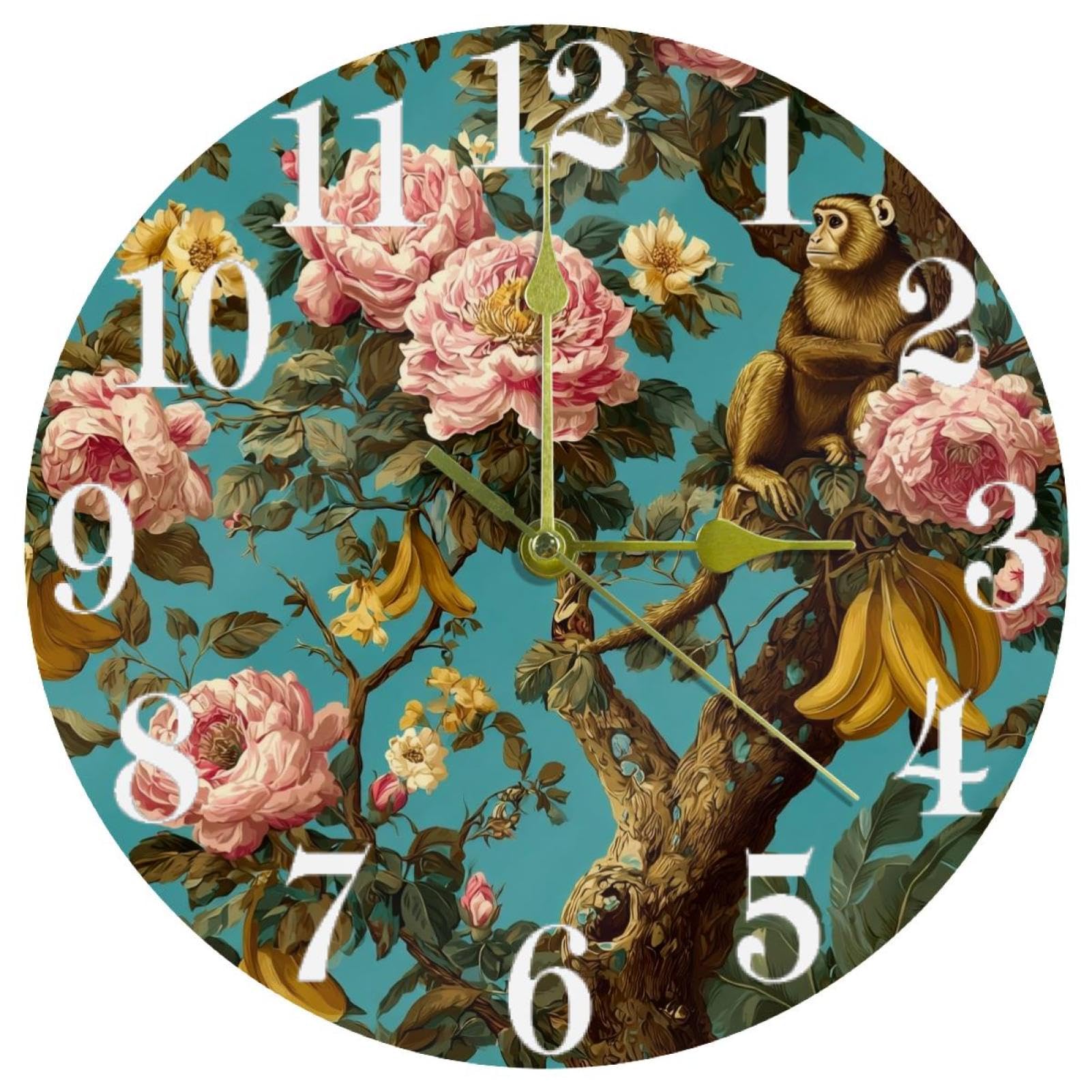 Horloge murale vintage à quartz ronde et silencieuse pour la décoration de la maison