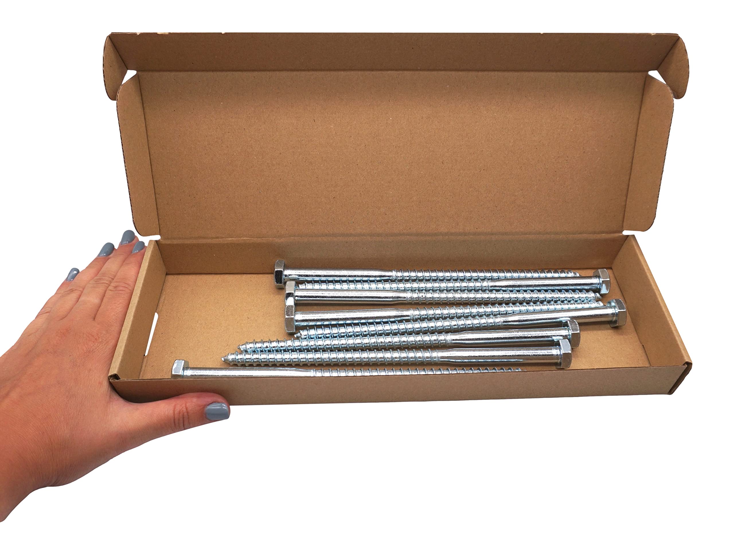 SKIR'CO (8 pcs) DIN 571 Zinc Plated Steel Hexagon Head Wood Screws M10 x 200 mm, Coach Screws, Hex Screw, Lag Bolts - Image 3
