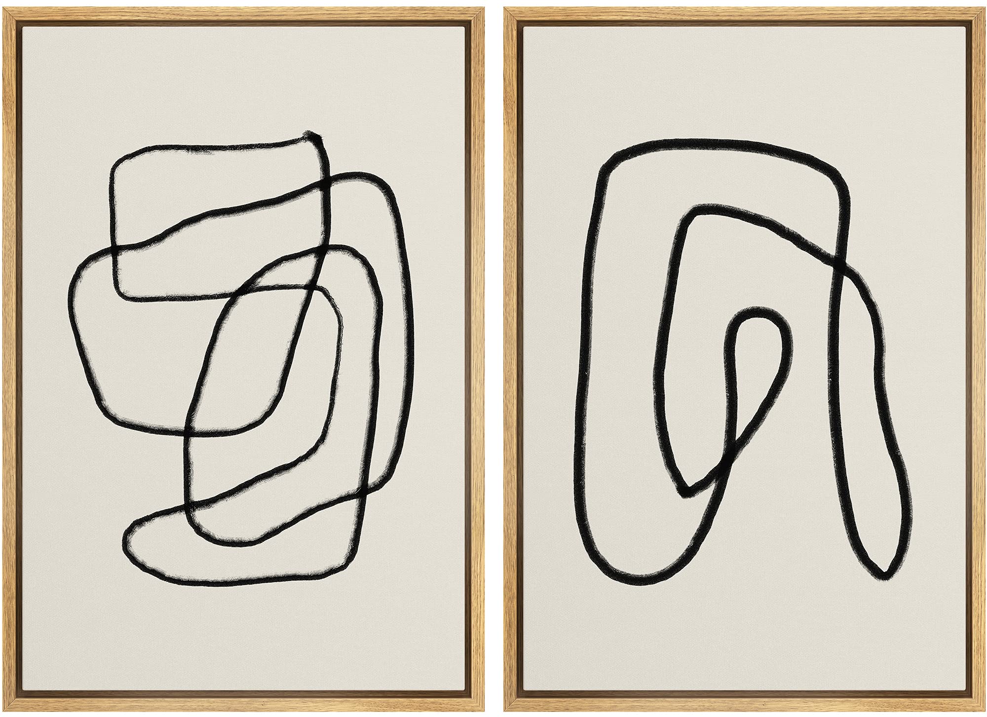 Buy SIGNWIN Framed Wall Art Print Set Black Lines Over Tan Plain 