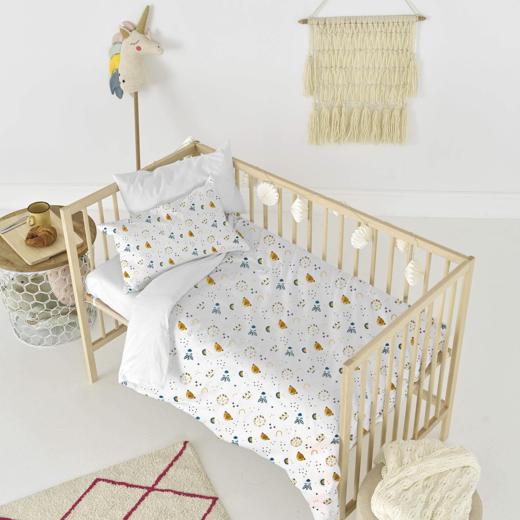 various Set copripiumino double-face per neonati 60 x 120 cm, 100% cotone, con copripiumino e federa. Set copripiumino 100 x 135 cm con federa 60 x 40 cm (Zabra)
