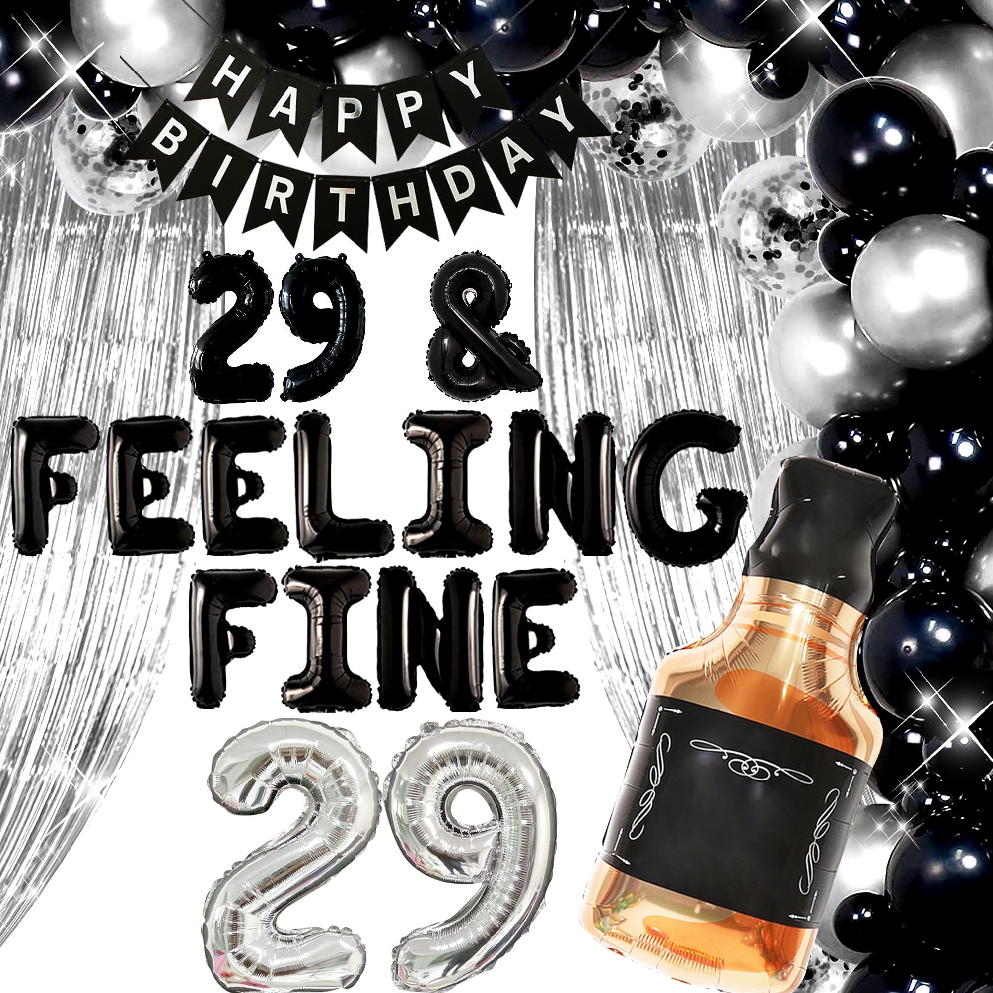 LaVenty 29 and Feeling Fine Decoration Last Year In my 20S Birthday Decorations 29th Birthday Decorations for Men 29 Balloon Number 29 Birthday