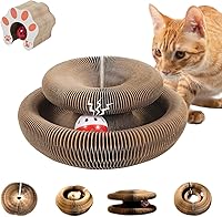 SREBAY Magic Accordion Cat Scratch Board with Bell Ball - Interactive Cardboard Scratcher Toy for Indoor Exercise & Play