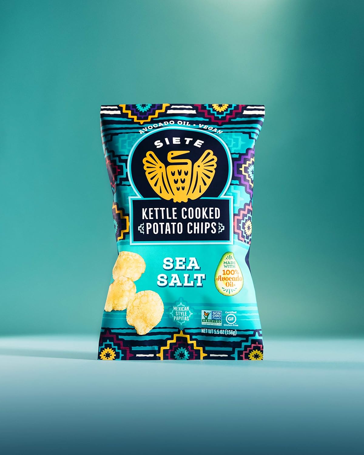 Siete Grain Free Potato Chips | Kettle Cooked | Gluten Free Chips | Vegan Snacks | Non GMO | Sea Salt, (Pack of 6)