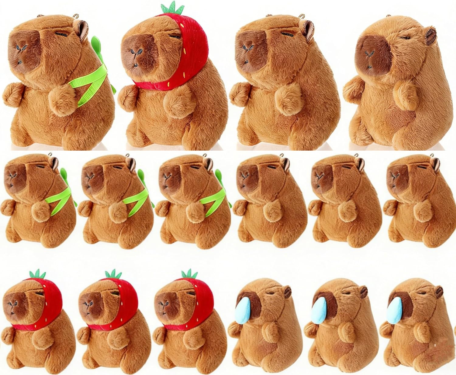 12Pcs Capybara Plush Keychain Capybara Stuffed Animals Toy Capibara Cute Keychain Pendant for Party Favor Decor (12, Mixed Style)
