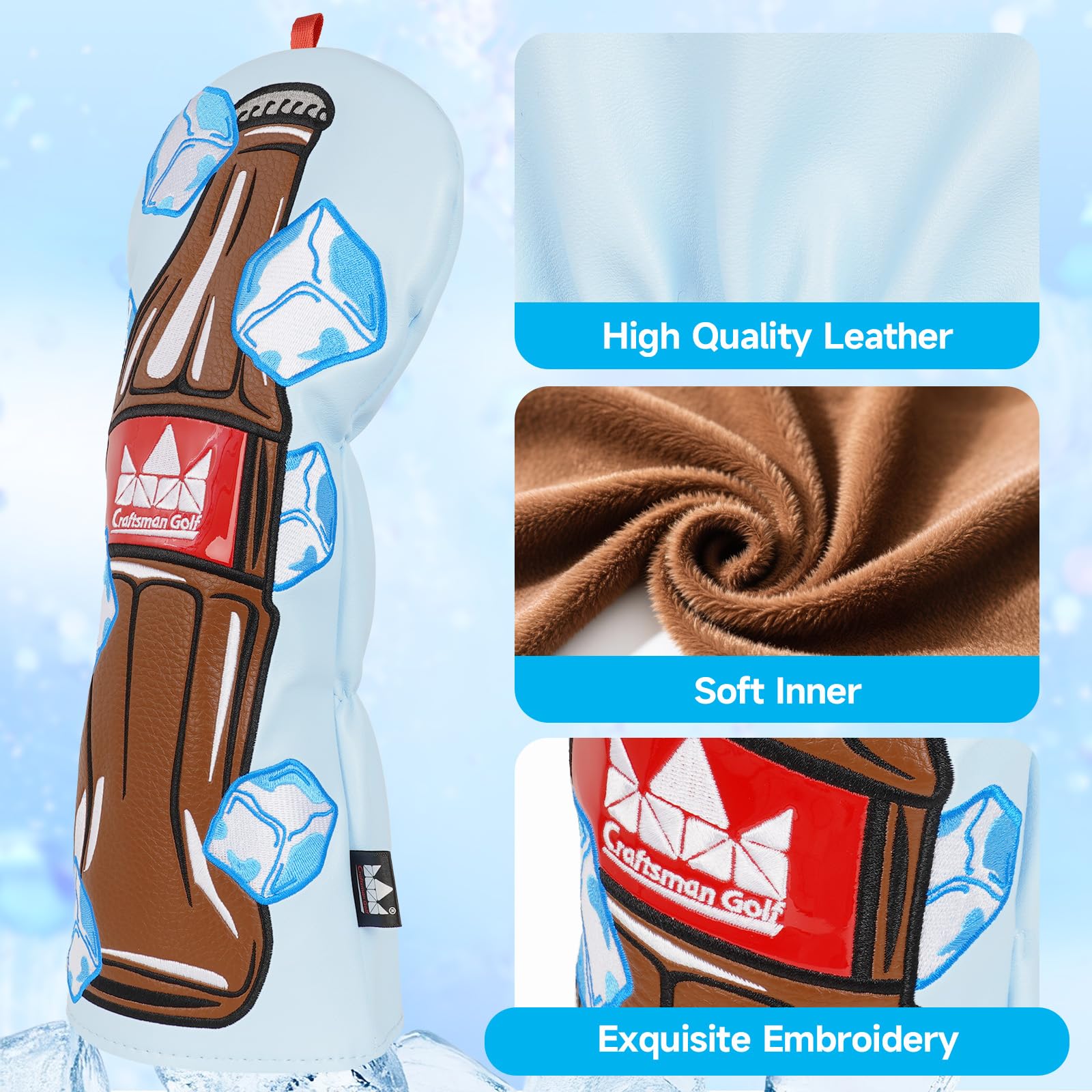 Bottle Ice Cube Blue Golf Club Cover