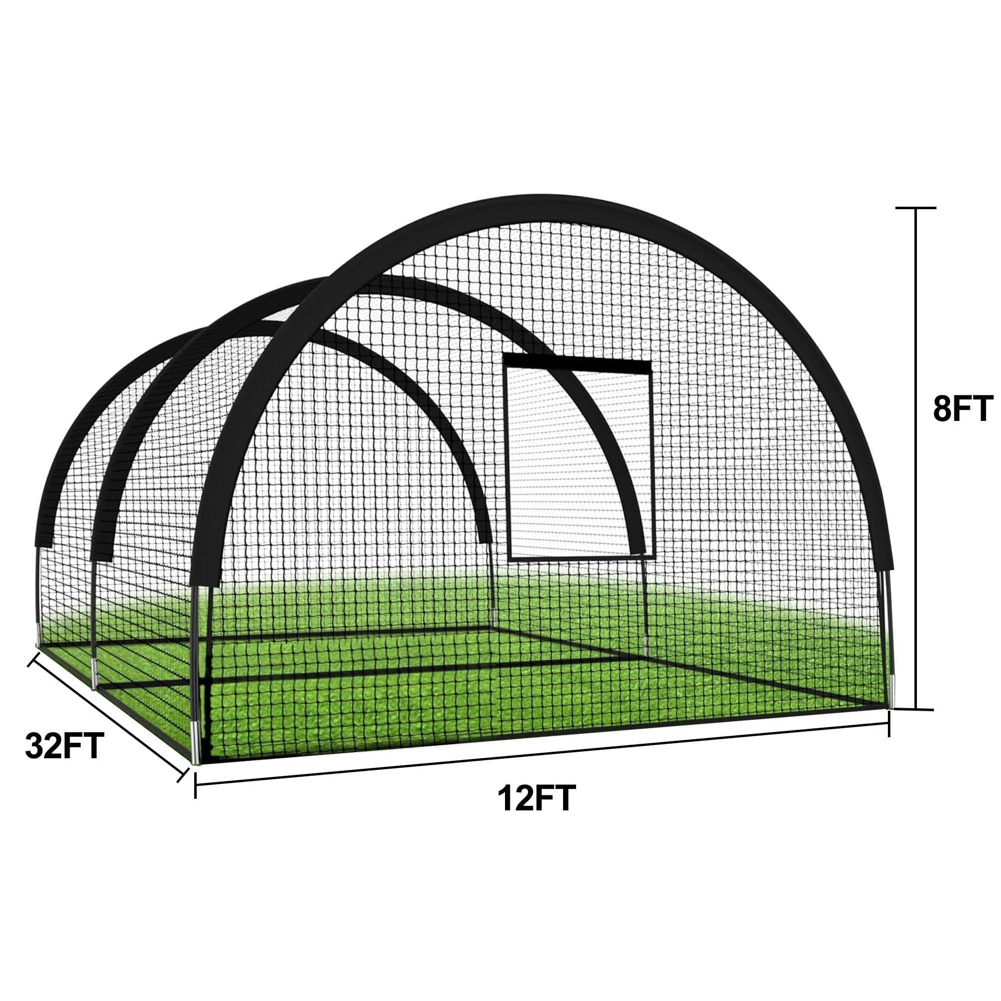 GarveeLife Filet de Cage de Baseball - 10 x 3,65 x 2,4 m - Portable - avec Trou - avec Ouverture de Machine à Pitching - Porte Amovible et Sac de Transport - pour Frapper et Lancer - Golf