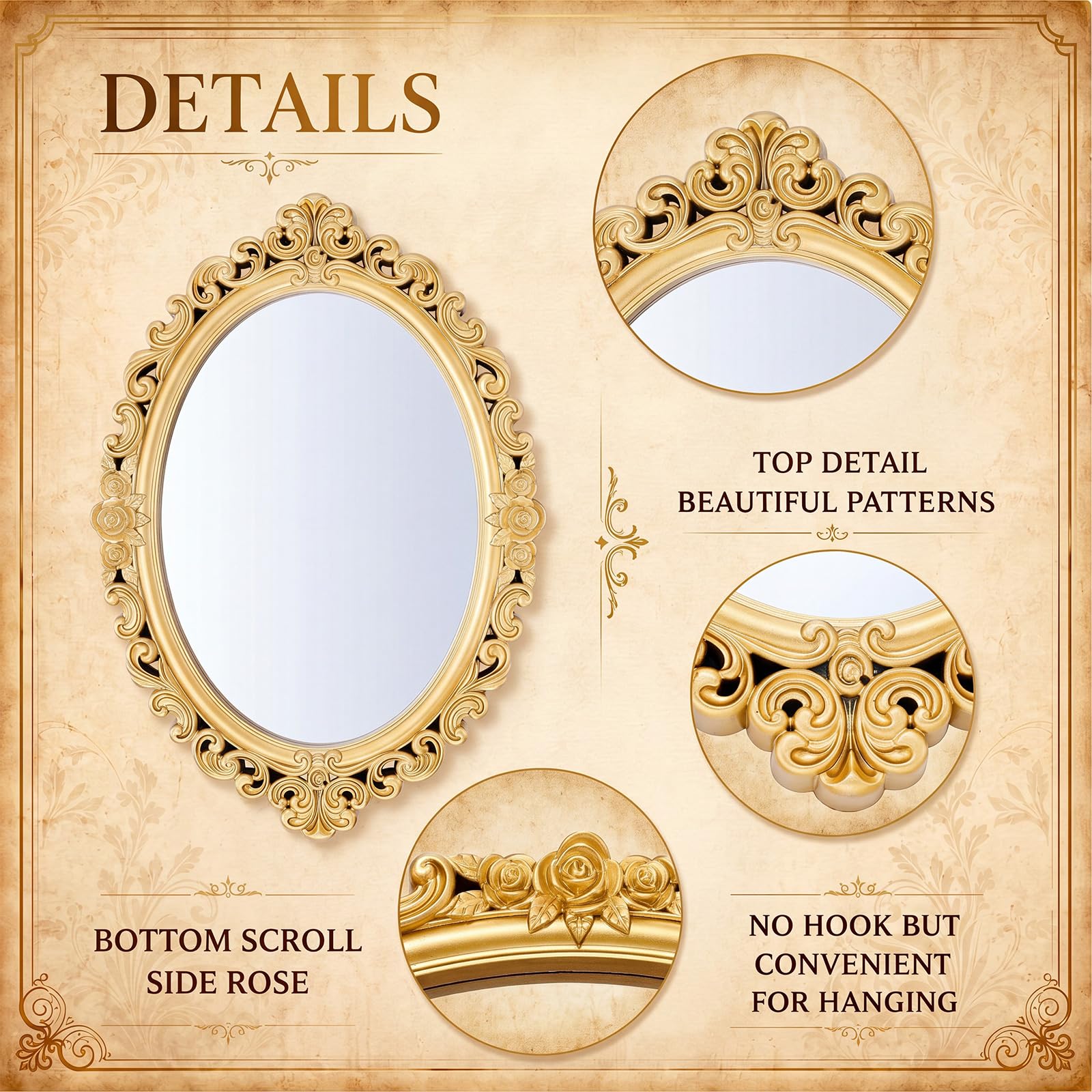 Amazon.com: Beeveer 1 Style Vintage Mirrors Set Decorative Oval