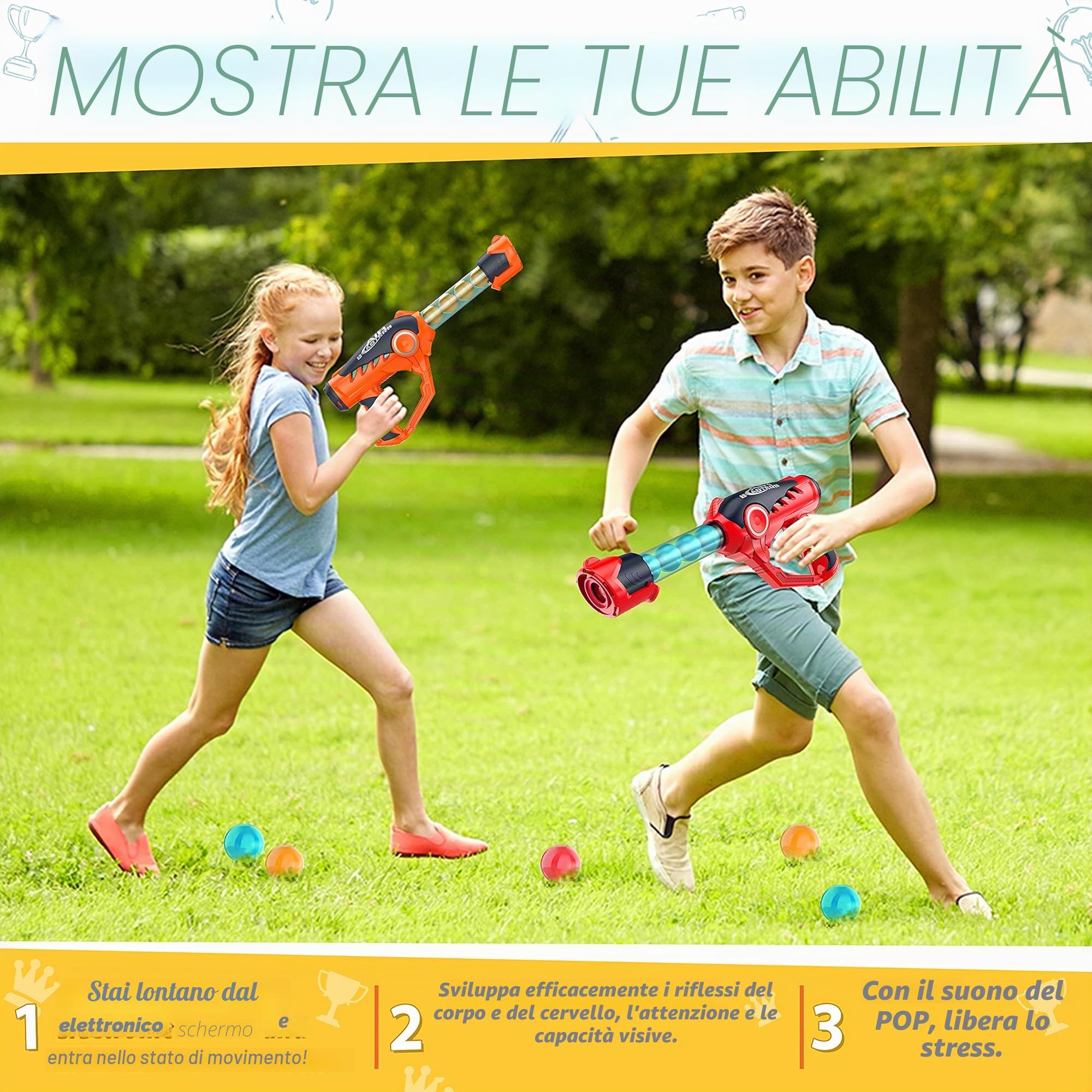 VINTOP Giocattoli di tiro per ragazzi e ragazze di età compresa tra 6, 7, 8, 9, 10 anni, giocattolo per interni ed esterni, con 36 sfere di schiuma, compatibile con bersaglio Nerf, Q7702