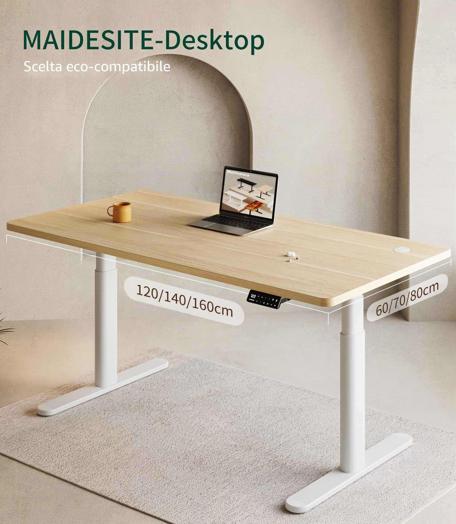 MAIDeSITe Piano da tavolo 140x70 cm con Spessore 25 mm - Piano da Tavolo Stabile per il DIY - Perfetto per Scrivanie Regolabili in Altezza (Casa e Ufficio)