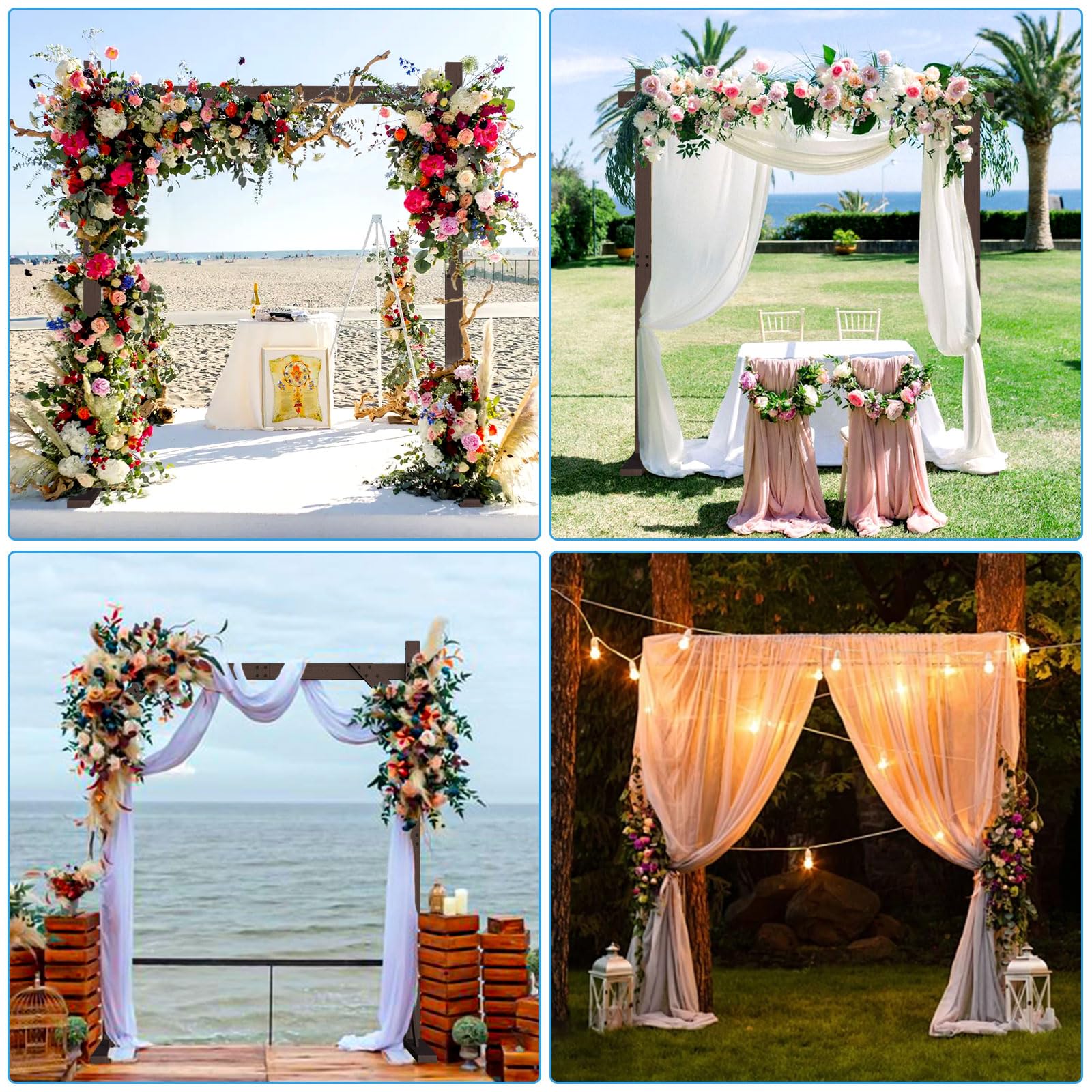 Hochzeitsbogen Holz-2.28m Wooden Wedding Arch Quadratischer Deko Bogen Hochzeitsbogen Gestell Traubogen Hochzeit für Klassisch-Rustikale Hochzeitsdekoration Rosenbögen Gartenbögen & Gartendekoration