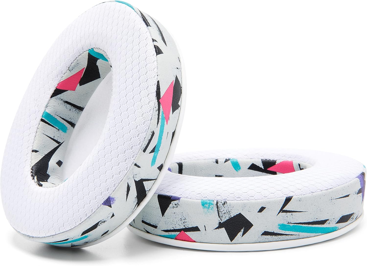 WC Freeze Hybrid Fabric Cooling Gel Replacement Earpads - Compatible with HyperX Cloud, Steelseries Arctis, ATH M50X, Turtle Beach Stealth & More - Comfortable & Cooler for Longer | (90's White)